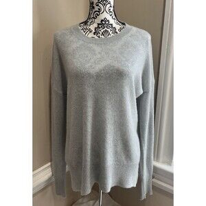 Magaschoni Blue Cashmere Boat Neck Split Hem Sweater Women M Quiet Luxury